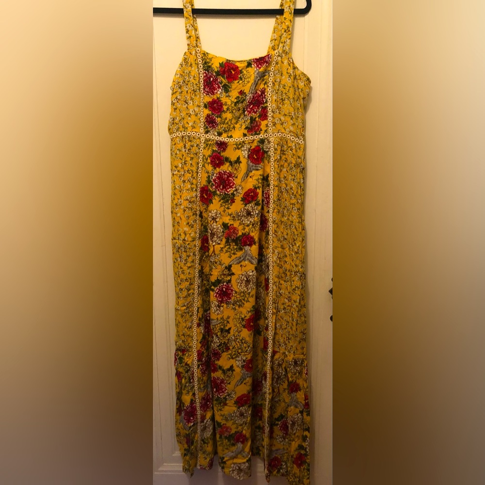 FARM Rio Yellow Floral Maxi Dress with Pink & White Blooms - Picture 2 of 6